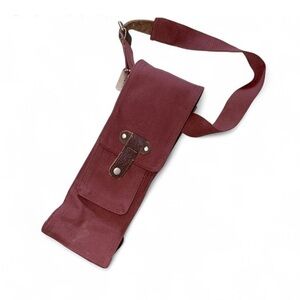 Burgundy Canvas Wine Bottle Carrying Tote Travel Bag with Pocket Military Style